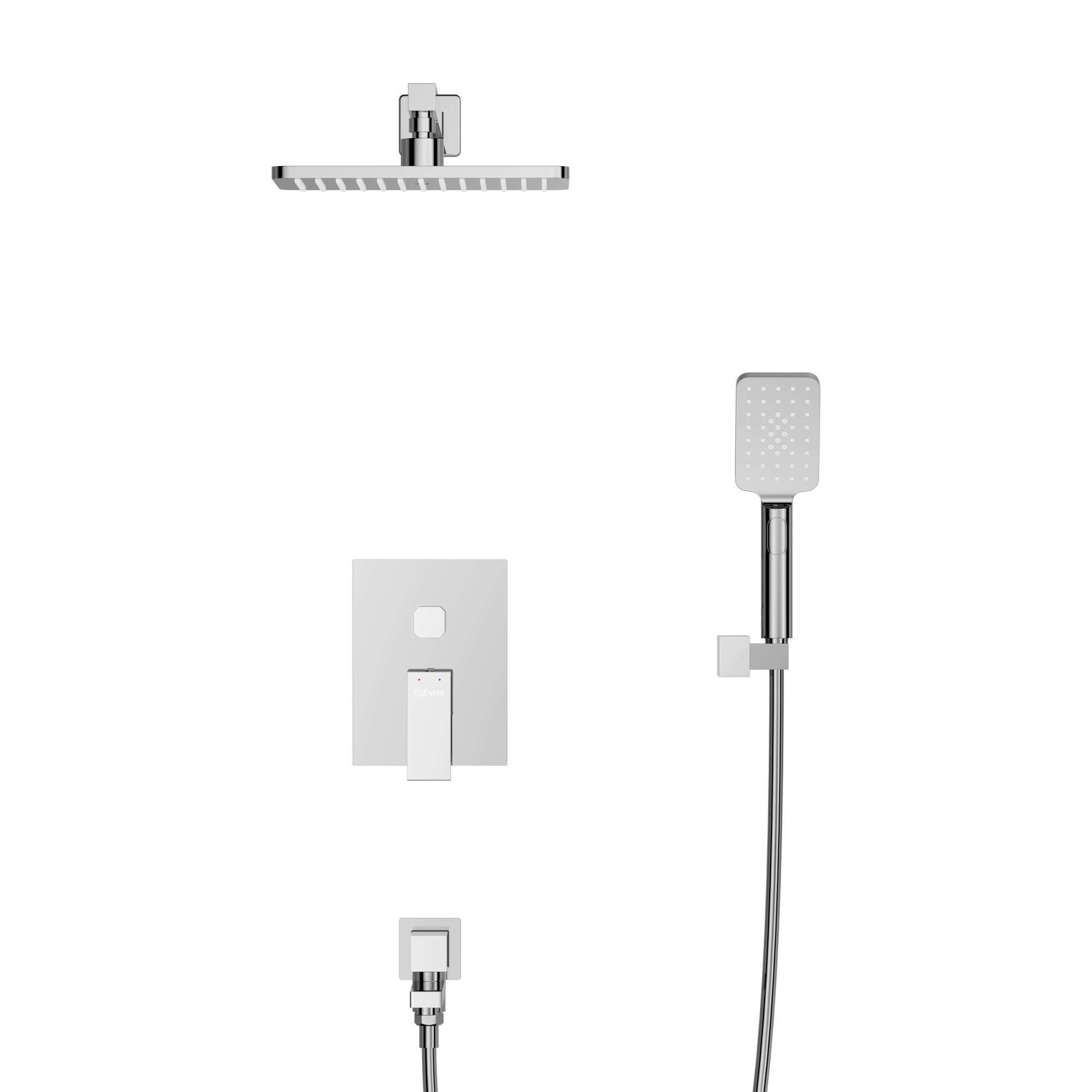 SLIDER-VDSET-01 Душевой комплект встраиваемый с изливом (смеситель встраиваемый, верхний душ, ручной душ со шлангом, излив, штуцер с держателем), хром - Gidratop.ru изображение