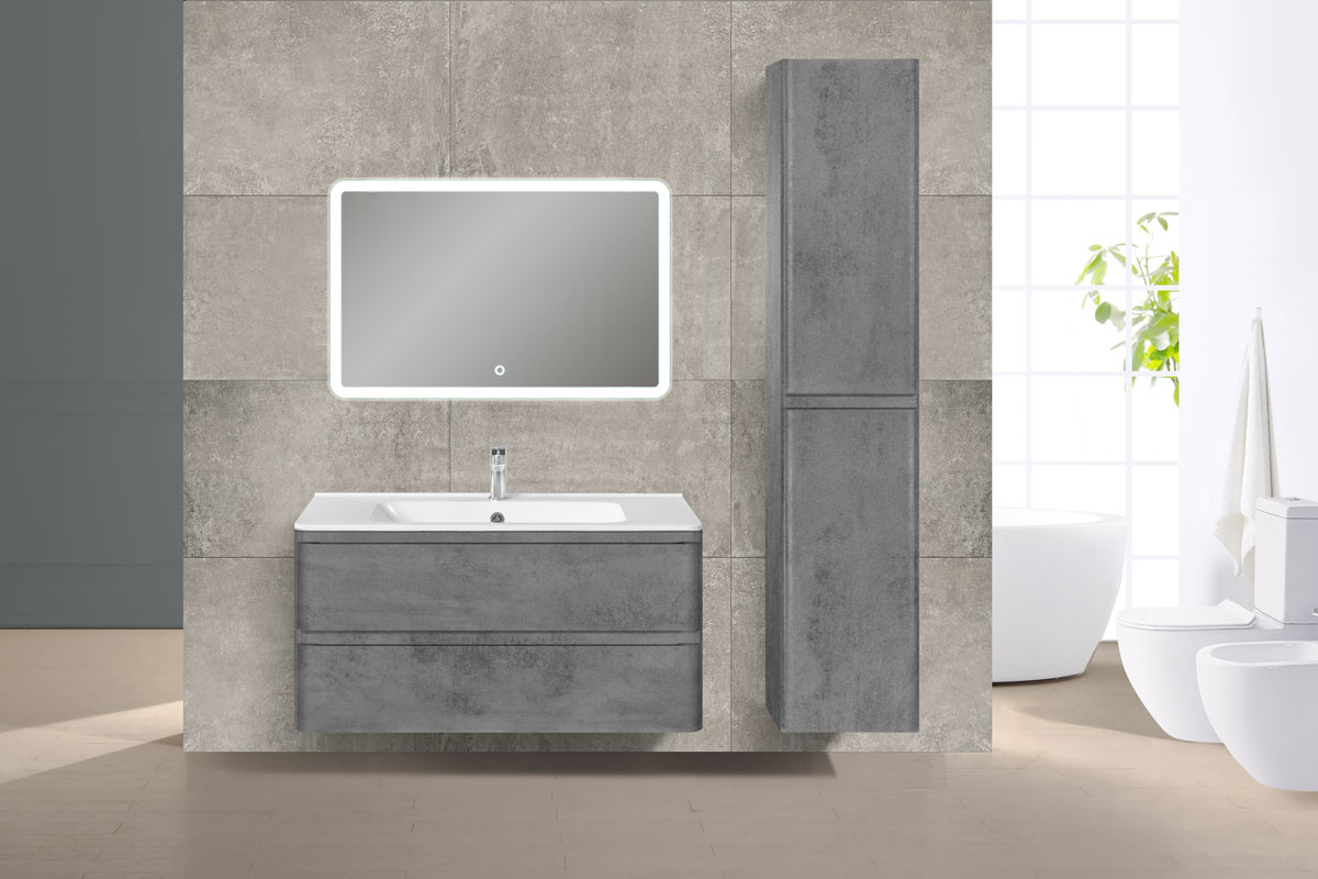 База под раковину Vico 1000 подвесная, 2 выкатных ящика soft close, Beton - Gidratop.ru изображение
