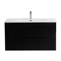 MARINO-CER-N База под раковину подвесная с двумя выкатными ящиками, Nero Lucido, 996x457x500, MARINO-CER-N-1000-2C-SO-NL-P - Gidratop.ru изображение