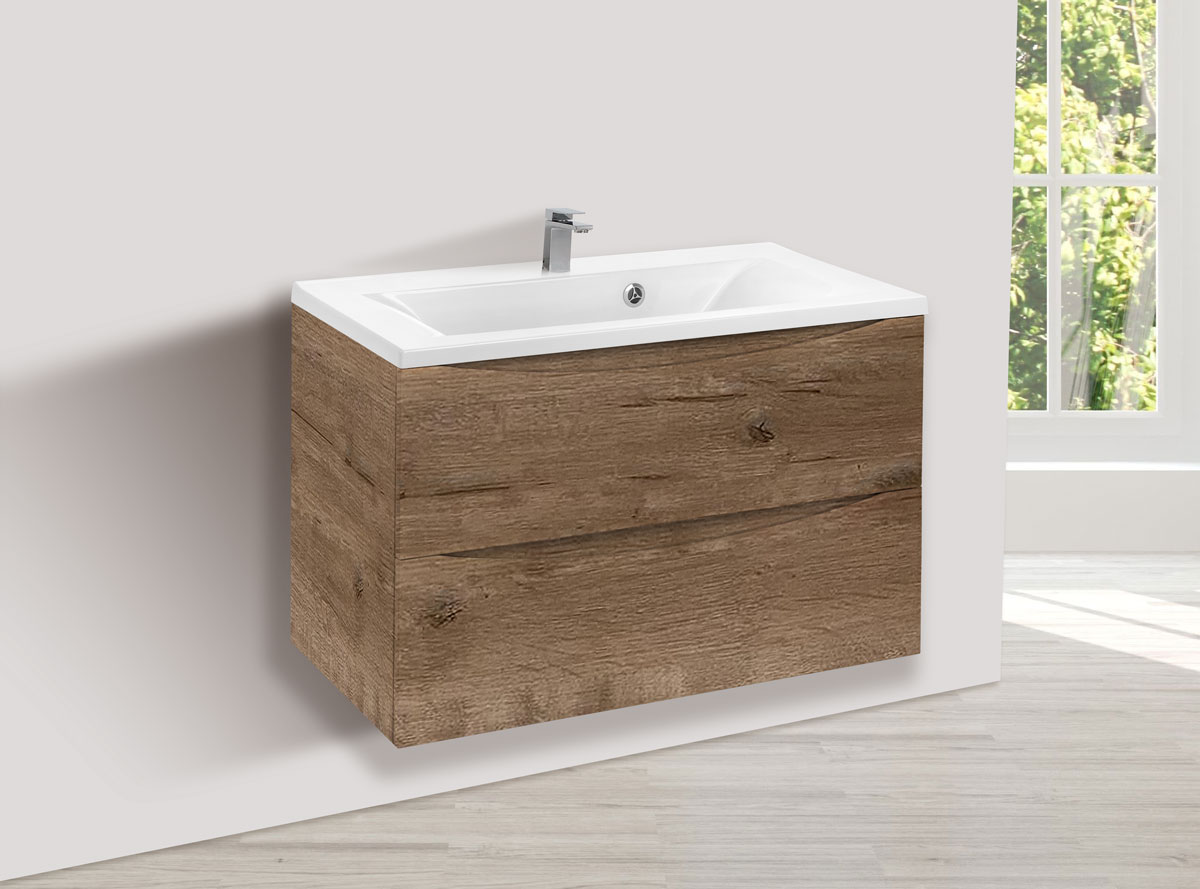 База под раковину Mia 750 подвесная, 2 выкатных ящика soft close, V.Oak - Gidratop.ru изображение