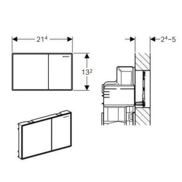 Клавиша Geberit Sigma Type 60 115.640.SJ.1, двойной смыв, цинковое литье, стекло черное - Gidratop.ru изображение
