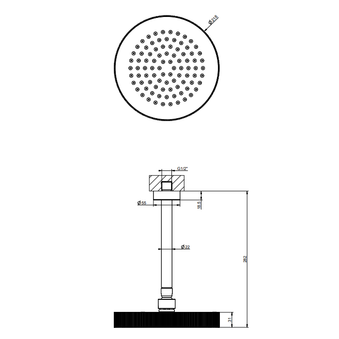 Gessi Ingranaggio верхний душ потолочная, поворотная с шарниром, цвет: хром - Gidratop.ru изображение