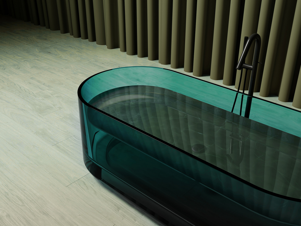 Прозрачная ванна ABBER Kristall AT9708Aquamarin бирюзовая - Gidratop.ru изображение