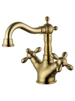 Смеситель для раковины WONZON & WOGHAND RETRO, Брашированное золото (WW-88139020-BG) - Gidratop.ru изображение