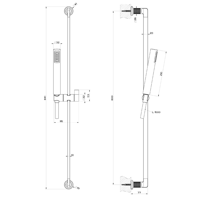 GESSI INCISO штанга в комплекте с душевой лейкой, шланг 1,50 м, цвет: золото - Gidratop.ru изображение