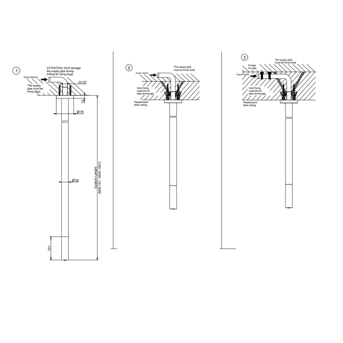 GESSI Origini потолочный излив с длиной под заказ., цвет: хром - Gidratop.ru изображение