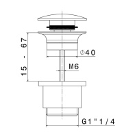 Newform Accesssori Донный клапан нажимной “Stop&Go”, для раковин с/без перелива, монтажный размер: 15-67 мм цвет: хром - Gidratop.ru изображение