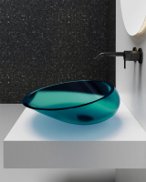 Раковина накладная прозрачная ABBER Kristall AT2812Aquamarin бирюзовая - Gidratop.ru изображение