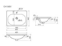 Раковина накладная CERAMICANOVA Sabo с отверстием под смеситель 600x460x130 белый - Gidratop.ru изображение