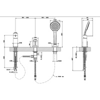Gessi Emporio Via tortona смеситель для ванны на 3 отверстия наполнение через слив-перелив, лейка, цвет: Chrome - Gidratop.ru изображение