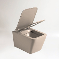 Унитаз подвесной Q-Line VT1-12MC безободковый, цвет капучино мат., ультратонкое soft close сиденье - Gidratop.ru изображение