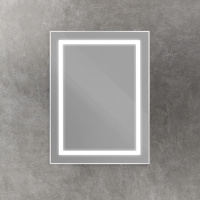 Зеркало в алюминиевой раме со встроенным светильником и сенсорным выключателем по периметру рамы, SPC-KRAFT-600-800-SENS-AL, 600x800x32 мм - Gidratop.ru изображение