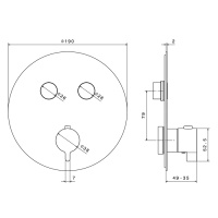 Newform XT Наружная часть для термостатического смесителя, на 2 источника, переключение - кнопки (для 27751) цвет: хром - Gidratop.ru изображение