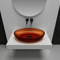 Раковина накладная прозрачная ABBER Kristall AT2801Opal коричневая - Gidratop.ru изображение