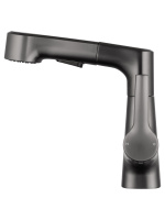 Смеситель для раковины с выдвижным изливом WONZON & WOGHAND, Темный графит (WW-121B108-BGG) - Gidratop.ru изображение