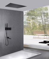 Душевая система ABBER Daheim AF8254B скрытого монтажа с изливом, термостат, черная матовая - Gidratop.ru изображение