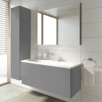 Шкаф-пенал Keuco Royal Reflex 34031 330001 подвесной 35 см, с корзиной, фасад зеркало, титан, петли слева - Gidratop.ru изображение