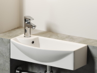 Умывальник подвесной прямоугольный с крепежом (чаша справа, отверстие под смеситель слева) Element 455x220x130мм - Gidratop.ru изображение