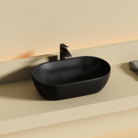 Раковина CERAMICANOVA Twist накладная овальной формы 500x300x140 черный матовый CN12001MB - Gidratop.ru изображение
