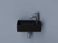 Умывальник подвесной прямоугольный (чаша слева, отверстие под смеситель справа) цвет черный матовый Element 395x220x125мм - Gidratop.ru изображение