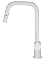 Смеситель для кухни с выдвижным изливом WONZON & WOGHAND, Белый матовый (WW-6018-MW) - Gidratop.ru изображение