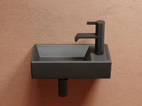 Умывальник подвесной прямоугольный (чаша слева, отверстие под смеситель справа) цвет темный антрацит матовый Element 407x217x100 - Gidratop.ru изображение