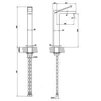 Gessi Rettangolo K смеситель для раковины на 1 отверстие, излив 128мм, цвет: хром - Gidratop.ru изображение