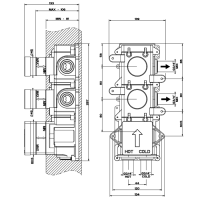 Gessi внутренняя часть встраиваемого термостатического смесителя с 2мя независимыми выходами - Gidratop.ru изображение