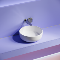 Раковина накладная Taycan, круглая, диаметр 375 мм, высота 140 мм, белая матовая - Gidratop.ru изображение