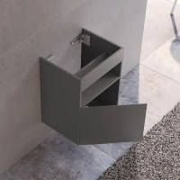 Тумба под раковину Keuco Stageline 32822290001, 46 см, петли слева, цвет инокс матовый - Gidratop.ru изображение