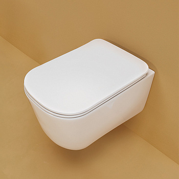 Унитаз подвесной 54х35см безободковый, с системой экономии воды 3л, c креплением, цвет: белый