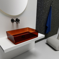 Раковина накладная прозрачная ABBER Kristall AT2803Opal коричневая - Gidratop.ru изображение