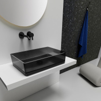 Раковина накладная прозрачная ABBER Kristall AT2803Onyx черная - Gidratop.ru изображение