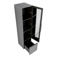 PREMIUM Колонна подвесная с распашной дверью, с зеркалом внутри, одним выдвижным ящиком, реверсивная 55504 Grigio nuvola, 35x38x150 - Gidratop.ru изображение