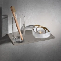 Держатель двойной Keuco Edition 400 11554059000 со стаканом и с чашей для мелочей, никель шлифованный - Gidratop.ru изображение