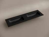 Раковина накладная мебельная CERAMICANOVA Grace прямоугольная 1610x457x137 с двумя чашами без отверстий под смеситель цвет черный матовый CN7023MBwx - Gidratop.ru изображение