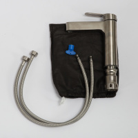 DELTA Смеситель для раковины без донного клапана, нержавеющая сталь, исполнение сатин DEL-LVM-IN - Gidratop.ru изображение