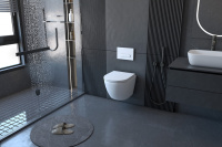 Комплект ABBER унитаз AC1100 белый с инсталляцией AC0105 и кнопкой AC0121 хром, биде AC1150 с инсталляцией AC0101P - Gidratop.ru изображение