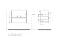 KRAFT 39 База под раковину подвесная с двумя выкатными ящиками, Cemento Grigio, 700х390x500, KRAFT 39-700/390-2C-SO-CG - Gidratop.ru изображение