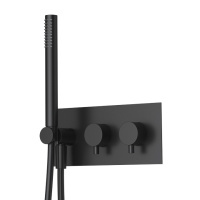 LEAF-DSIS-T-50-NOP Душевая система с термостатическим смесителем и дивиатором для верхнего и ручного душа, верхний душ потолочный 500х500 мм, тропический душ и каскадный излив, исполнение Чёрный матовый - Gidratop.ru изображение