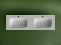 Раковина накладная мебельная CERAMICANOVA Grace прямоугольная 1410x457x137 с двумя чашами и отверстиями под смеситель цвет белый CN7022 - Gidratop.ru изображение