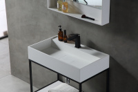 Консоль с раковиной ABBER Stein AS2630 напольная, белая матовая - Gidratop.ru изображение