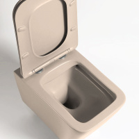 Унитаз подвесной Q-Line VT1-12MC безободковый, цвет капучино мат., ультратонкое soft close сиденье - Gidratop.ru изображение