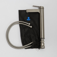 DELTA Смеситель для накладных раковин без донного клапана, нержавеющая сталь, исполнение сатин DEL-LMC-IN - Gidratop.ru изображение