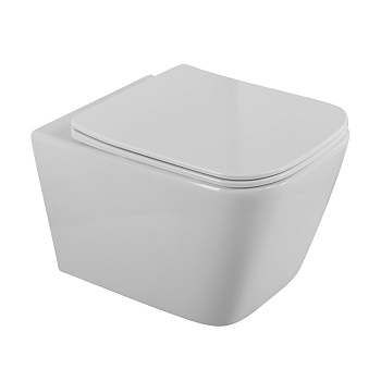 DUE 2.0 Унитаз подвесной безободковый с сиденьем дюропласт soft close BB7107CHR/SC