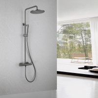 Душевая стойка ABBER Wasser Kreis AF8160NG с термостатом без излива, никель - Gidratop.ru изображение