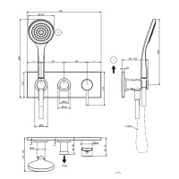 Gessi Emporio Via tortona внешние части для встр. однорычажного смесителя на 2 позиции с переключателем, подводом воды и держателем лейки, душевойлейк - Gidratop.ru изображение