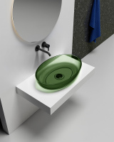 Раковина накладная прозрачная ABBER Kristall AT2801Emerald зеленая - Gidratop.ru изображение