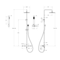 UNO Душевая стойка со смесителем для верхнего и ручного душа, золото UNO-DOCM-ORO. Диаметр верхнего душа 25 см. - Gidratop.ru изображение
