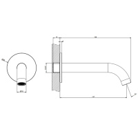 GESSI 316 настенный излив 146мм на 1/2, комбинируемый с удаленным управлением (не входит в комплект), цвет: Black XL - Gidratop.ru изображение